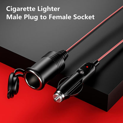 13 ft Car Cigarette Lighter Socket Extension Cord Cable Heavey Duty Adapter 12V