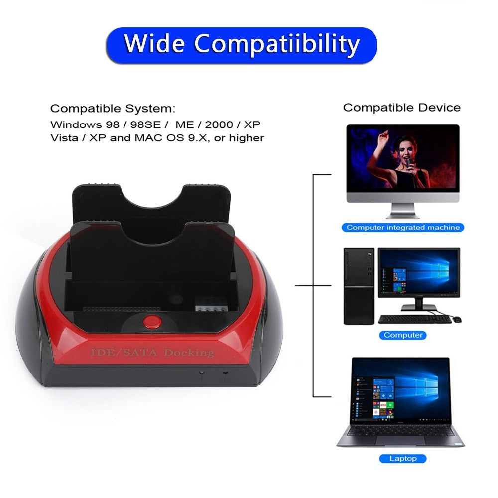 ALL in One HDD Docking/Dock Station HD Dual Bay USB to SATA IDE 2.5" 3.5" US