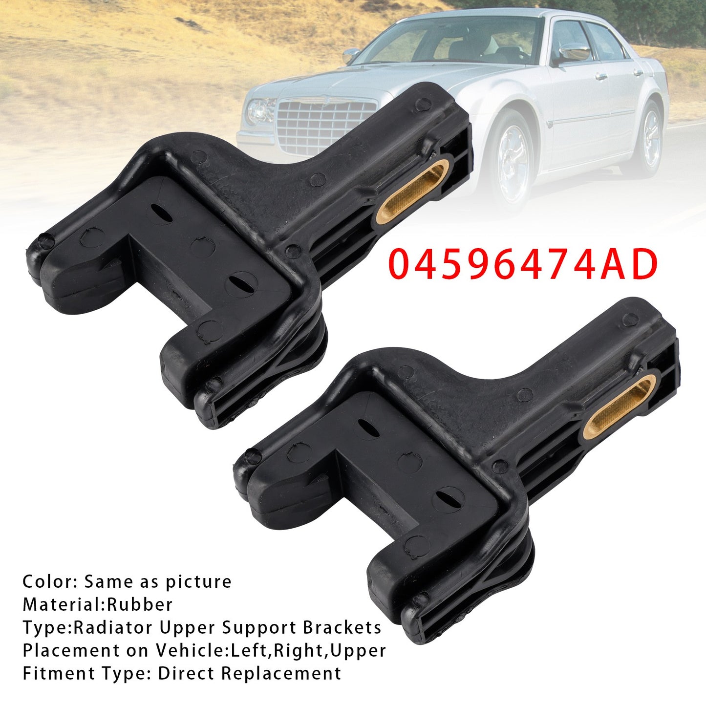 Pair of Radiator Upper Support Brackets For Dodge Chrysler 04596474AD