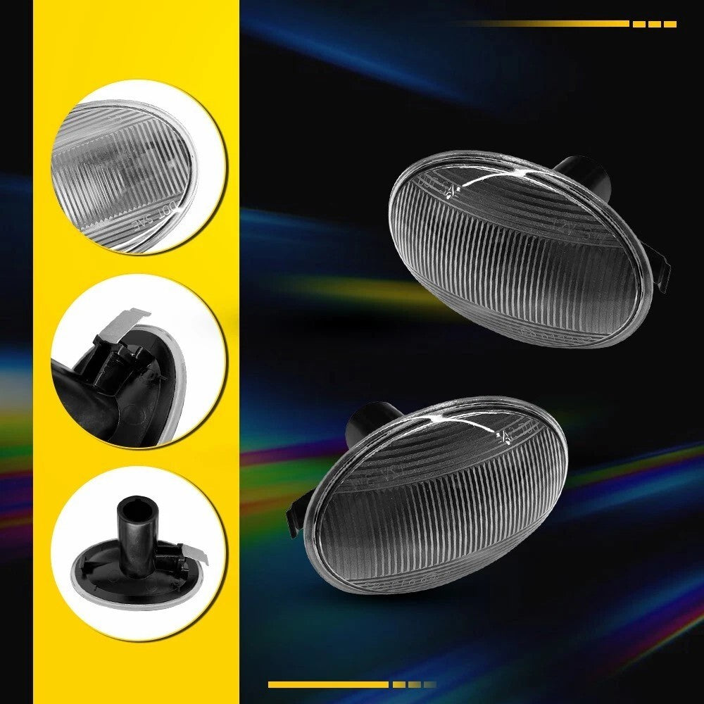 2X LED Side Marker Fender Light For Mini Cooper S R55 R56 R57 R58 R59 Clear Lens