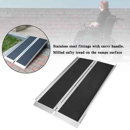 4FT Portable Wheelchair Ramp Non Skid Aluminum Foldable Mobility Scooter Ramp,