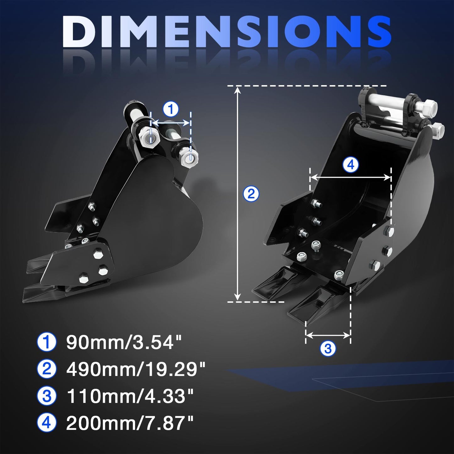200mm Narrow Digging Bucket Excavator Attachment For 0.8-3.0 Tons Mini Excavator