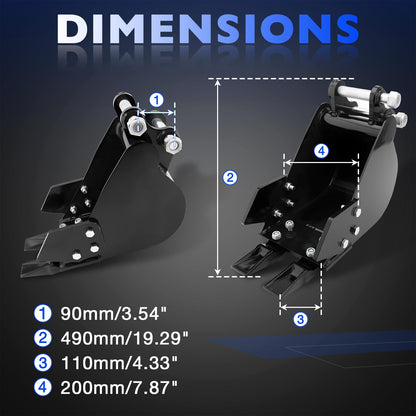 200mm Narrow Digging Bucket Excavator Attachment For 0.8-3.0 Tons Mini Excavator