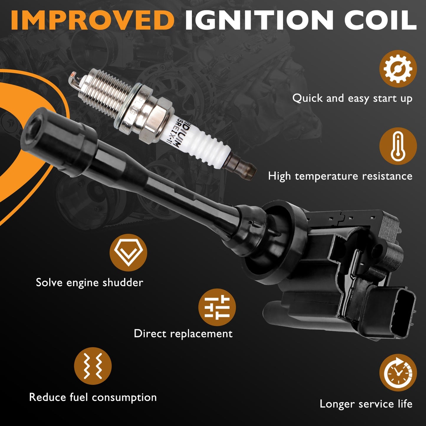 2 Ignition Coil + 4 Denso Platinum Spark Plug For Mitsubishi Lancer 2.0L UF295