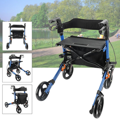 Rollator Walker with Seat for Seniors, 8" Wheels Walker, Lightweight, Adjustable