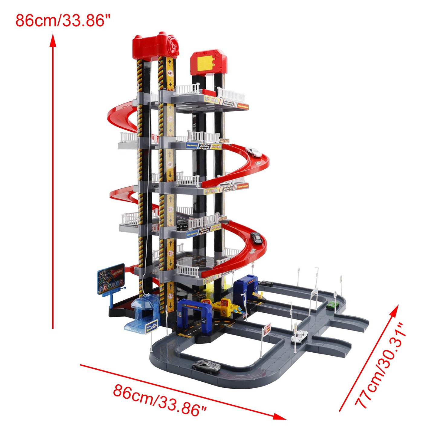 Intelligent City Six Floor Track Parking Lot Toy With 8 Cars For Kids Age 3-8