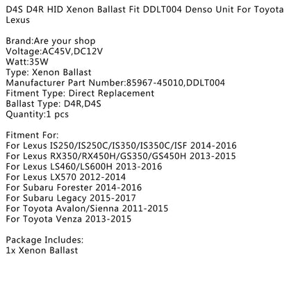 D4S D4R HID Xenon Ballast Fit DDLT004 Unit For Toyota Lexus