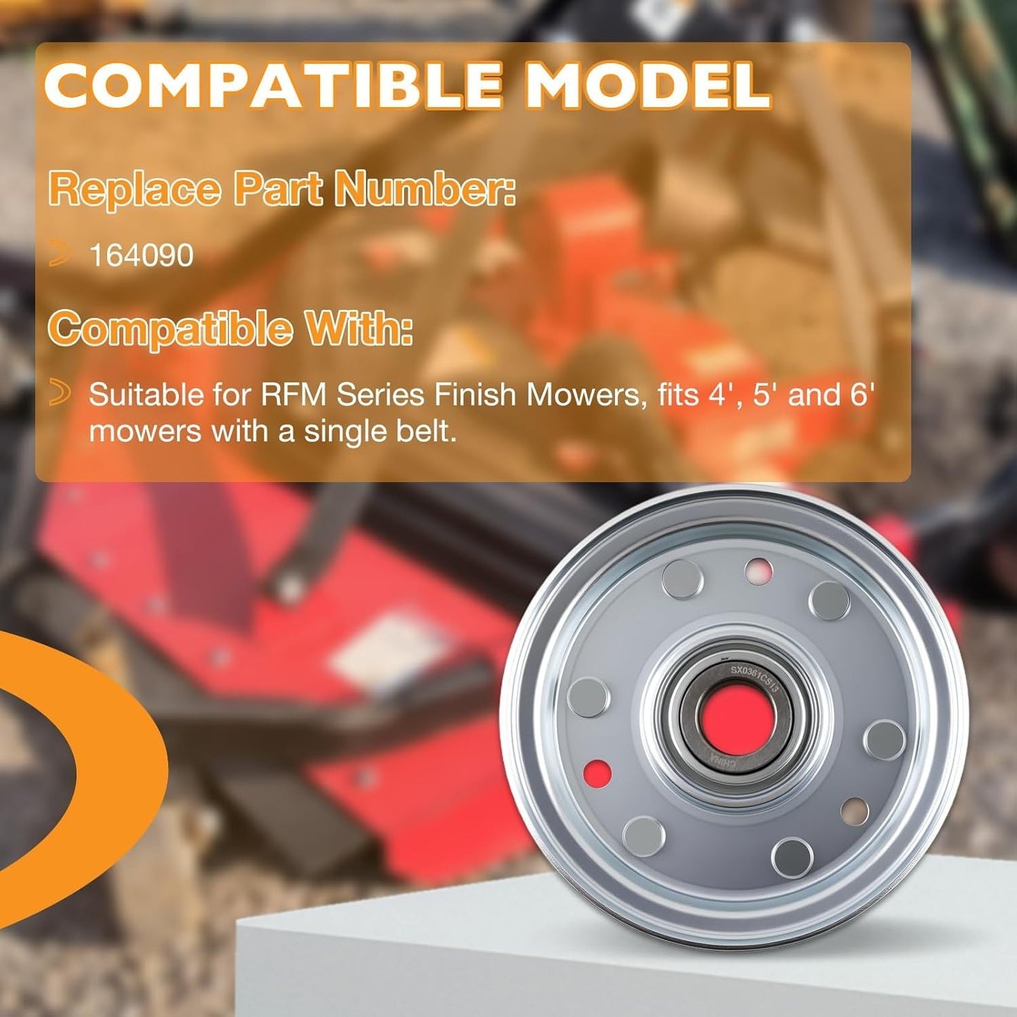 4Pcs 164090 Idler Flat Pulley For RFM Series 4' 5' 6' Finish Mower Lawn Tractor