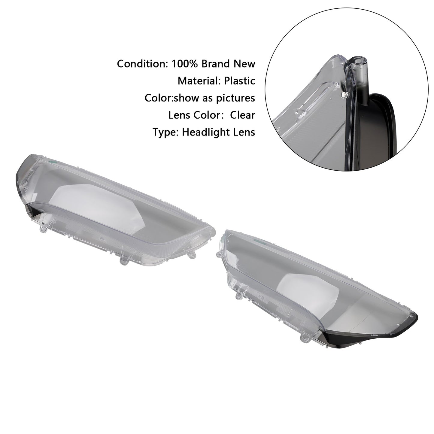 Left+Right Headlight Lens HeadLamp Cover Shell For Acura TLX 2018-2020