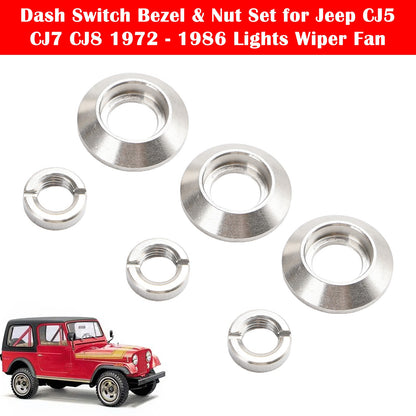 Dash Switch Bezel ➕ Nut Set for Jeep CJ5 CJ7 CJ8 1972-1986 Lights Wiper Fan 78