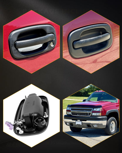 Exterior Door Handles w/ Lock Cylinder & Keys Set For 1999-07 Chevy GMC Cadillac
