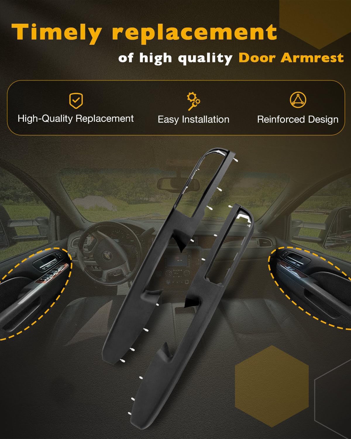 Driver & Passenger Armrest Repair Kit For 10-14 Chevy Silverado GMC Sierra 1500
