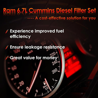 Diesel Fuel Oil Filter Set For Mopar 2019-24 Dodge Ram 2500 3500 4500 5500 6.7L