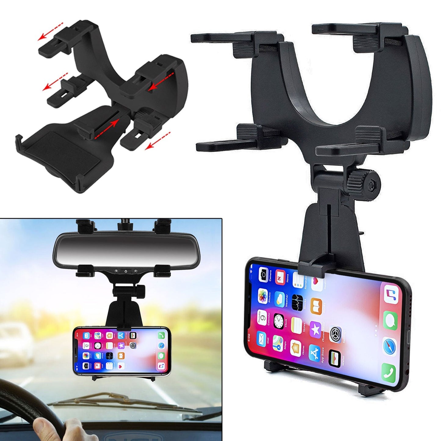 Universal Auto Car Rearview Mirror Mount Stand Holder Cradle For Cell Phone GPS