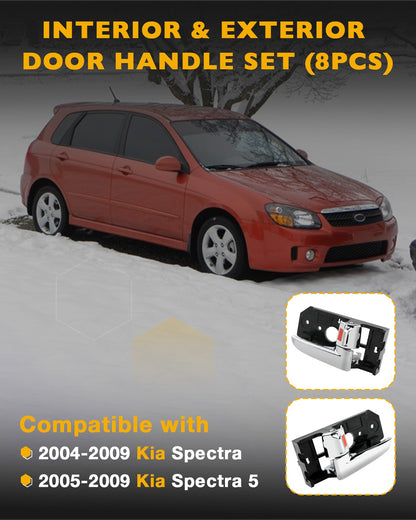 82610-2F000 Interior Exterior Door Handle Set Fit 2004-2009 Kia Spectra Spectra5