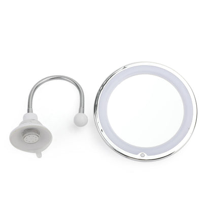 10X Flexible Gooseneck Makeup Mirror with LED Light Bathroomuction Cup 7" USA