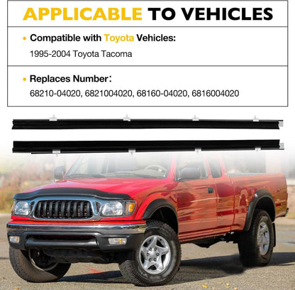 2X Front Weatherstrip Door Window Moulding Trim Seal Set For 95-04 Toyota Tacoma