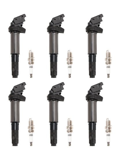 6x Ignition Coil+Spark Plug UF515 UF522 For BMW 325 335 525 530i X5 Z4 2.5L 3.0L