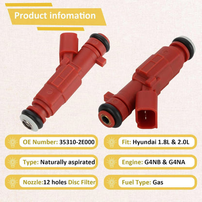 4x 35310-2E000 Fuel Injectors For 2011-2025 Hyundai Elantra Kia Forte 1.8L 2.0L
