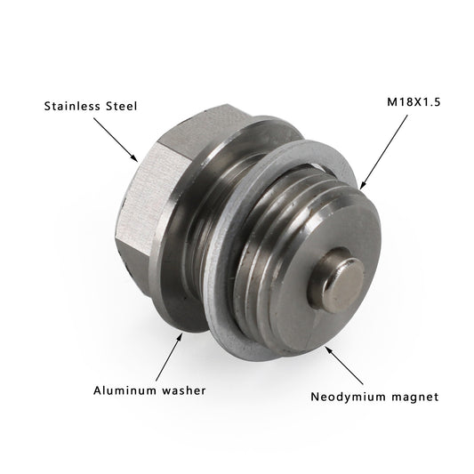 M18X1.5MM Stainless Steel Car Oil Drain Plug with Neodymium Magnet Universal