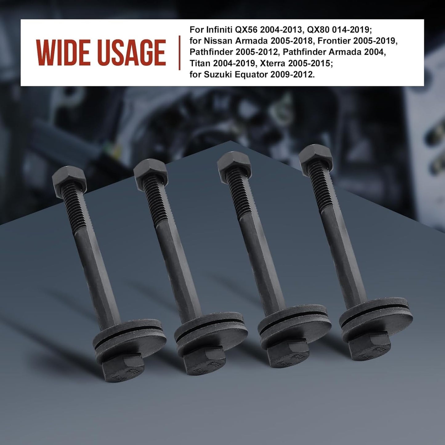 Front Lower Control Arm Camber Kit 12.9 Grade Cam Bolts Fits Nissan Trucks SUV