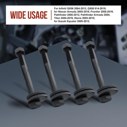 Front Lower Control Arm Camber Kit 12.9 Grade Cam Bolts Fits Nissan Trucks SUV