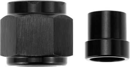 2 Sets 6AN Female To 3/8" Tube Nut & Sleeve 37 Degree Aluminum Black Hardline