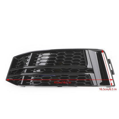 Black Front Fog Light Cover Fit For AUDI A4 B9 S-LINE 2016-2018 Bumper Grille