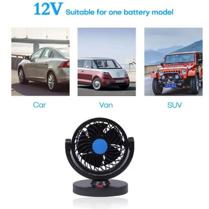12V Powerful Quiet Car Fan USB Plug 180 + 360 degree Rotatable Cooling Fan