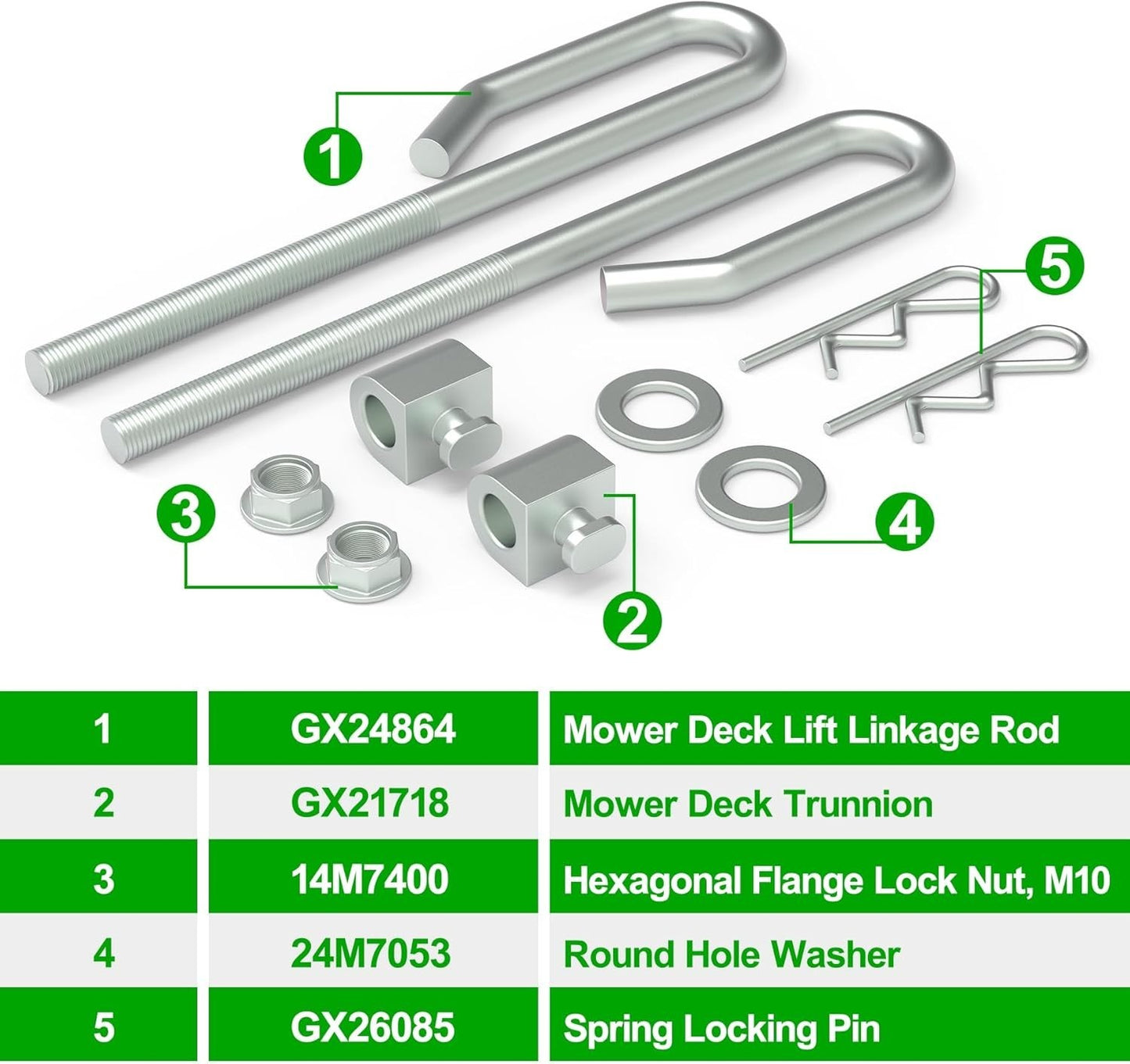 2 Deck Lift Bolt Nut Trunnion fits John Deere S130 S140 S160 S170 S180 S220 S240