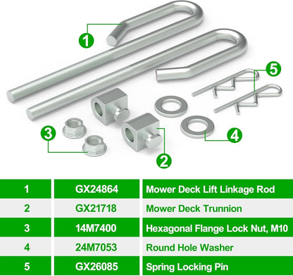 2 Deck Lift Bolt Nut Trunnion fits John Deere S130 S140 S160 S170 S180 S220 S240