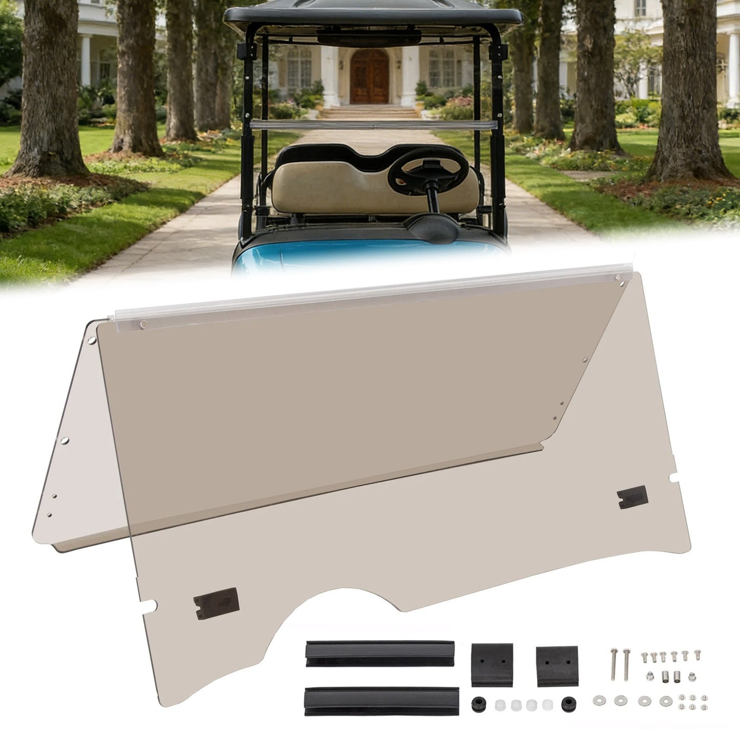 Solid Spare Tinted Foldable Windshield Golf Cart Impact Resistant For EZGO RXV 2008-up 2024