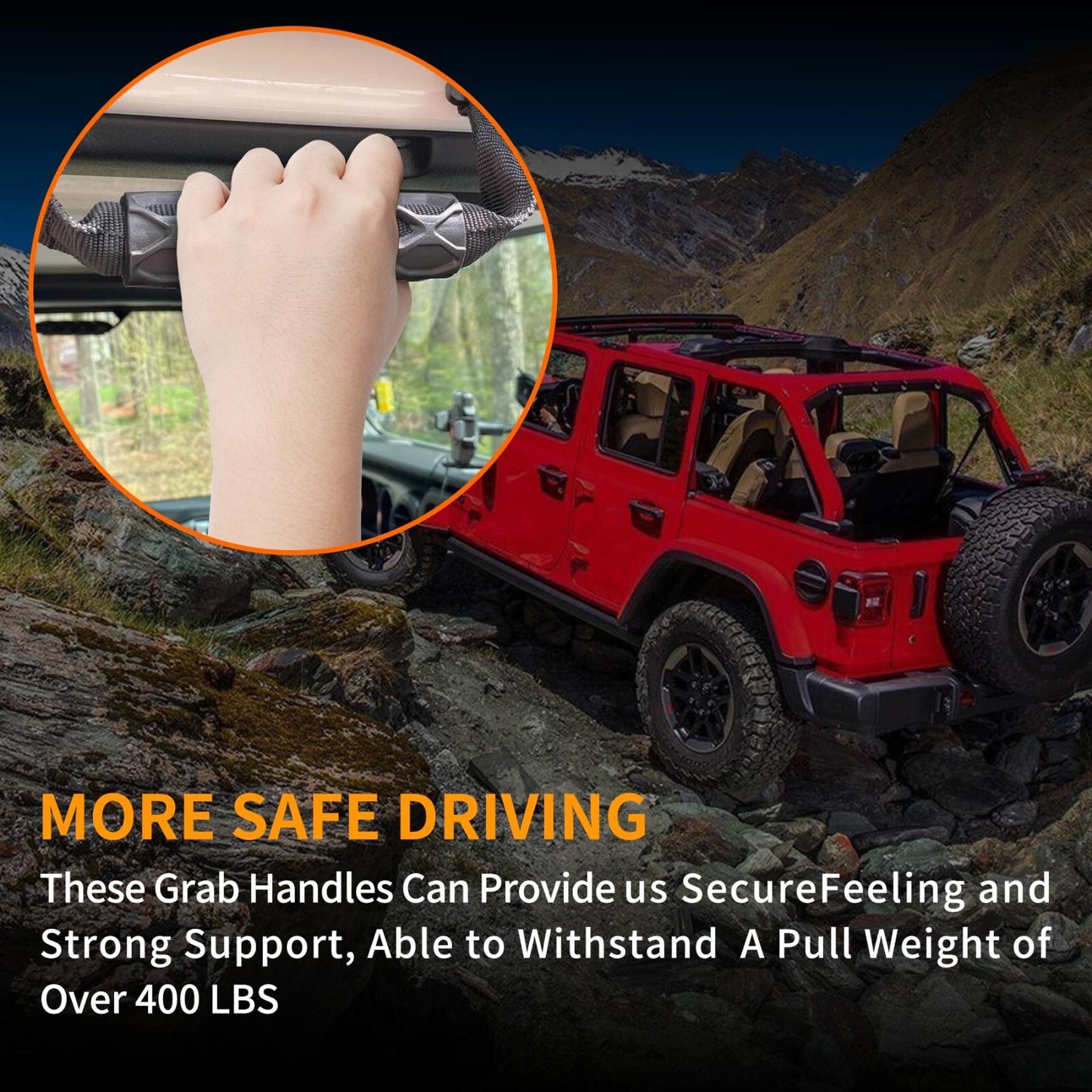 Roll Bar Grab Handles Grip Handles Fits 2018-2023 Jeep Wrangler Gladiator JL JT