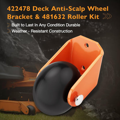 4X Deck Anti Scalp Wheel Rollers & Brackets For Scag Mower 42" 48" 52" 61" Deck