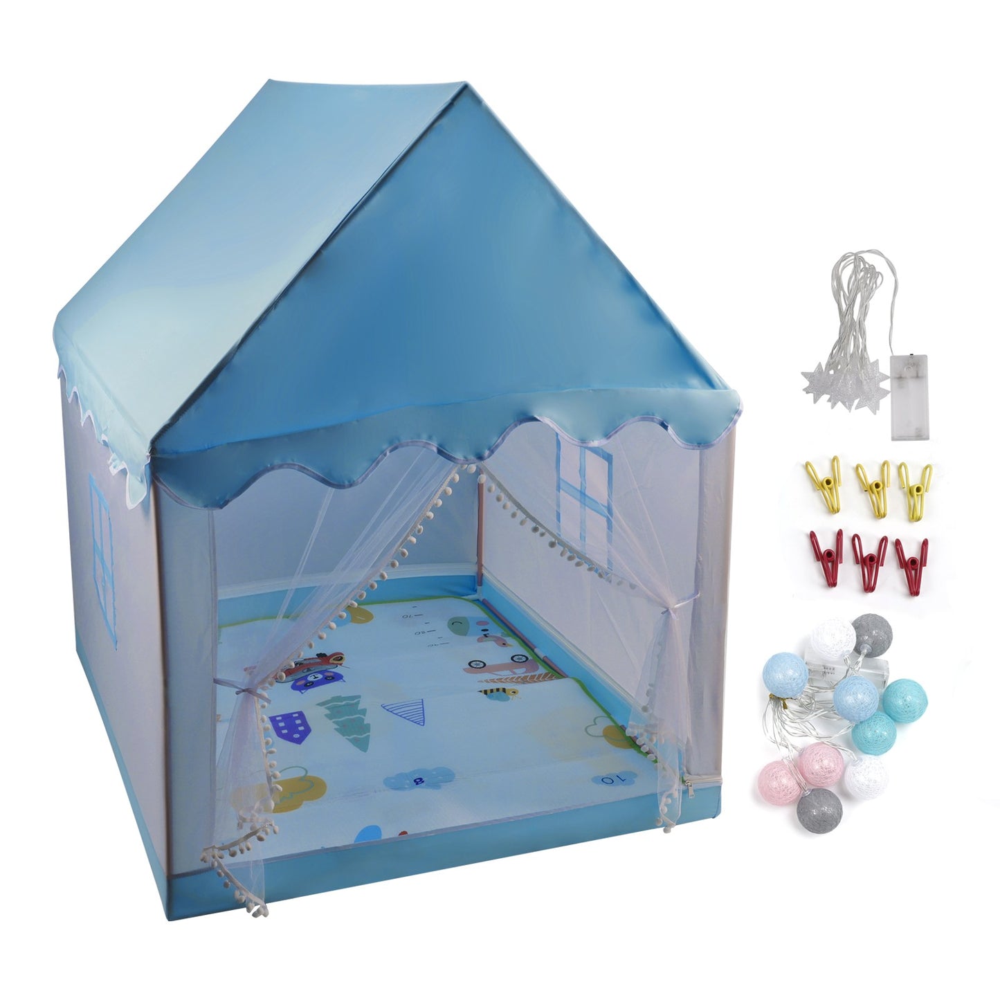Kids Indoor Play Tent for Boys & Girls Assembly Tent with Metal Frame Blue