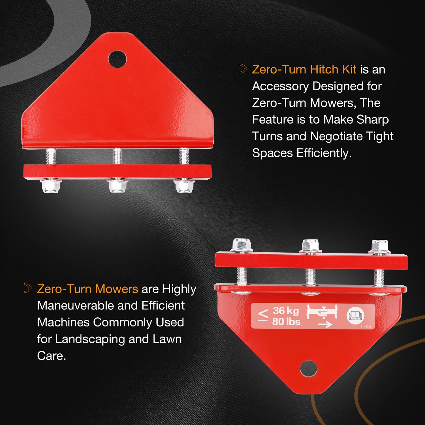 109-9487 LawnMower Hitch Kit For Exmark Toro Zero Turn Mower Trailer Cart Red