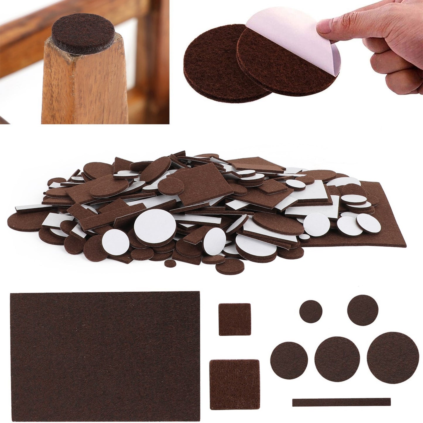 357 Piece Self-Stick*Furniture Felt Pads for Hard Surfaces Brown.