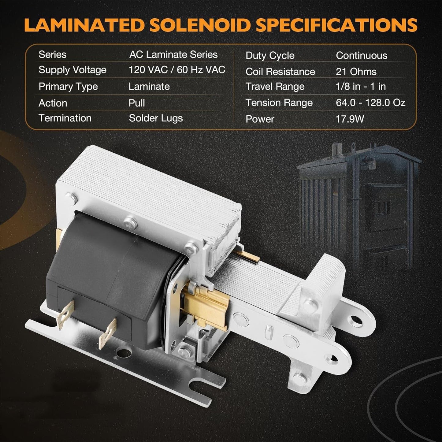 2X 2005-M-1 Laminated Pull Solenoid Continuous Duty for WoodMaster Wood Boilers