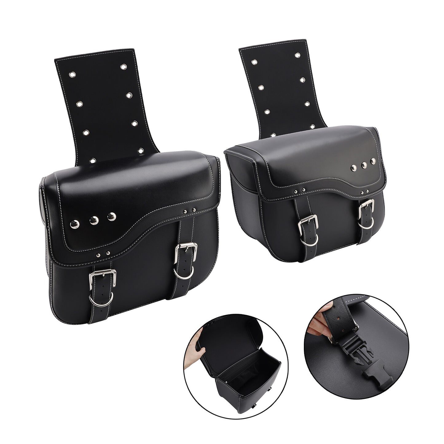 Tail Bag Side Saddlebag Tail Bag Luggage Pouch Storage Black 28L For Motorbike