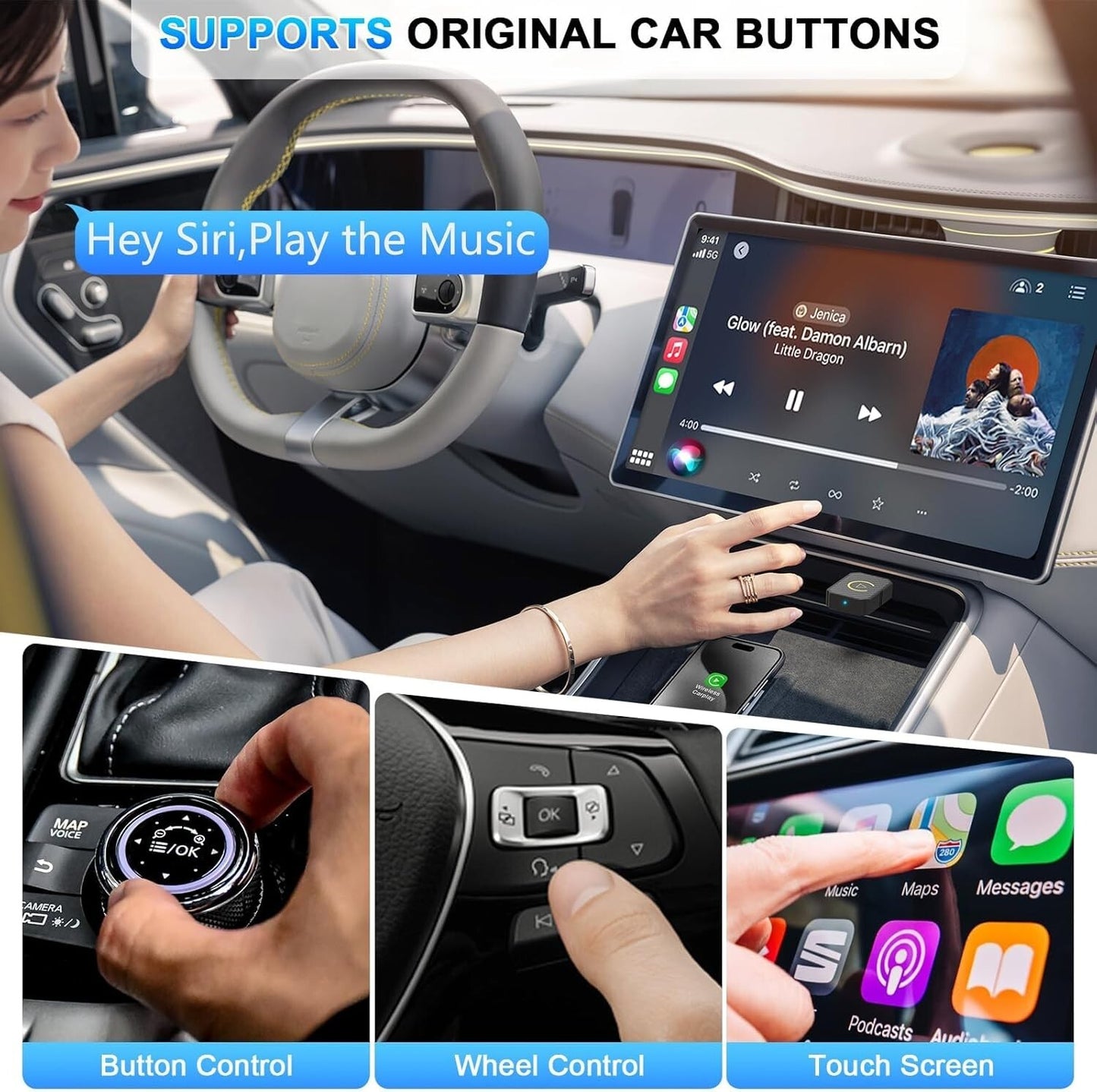 Wireless USB CarPlay Adapter Wireless Carplay Dongle For iPhone Apple Plug &Play