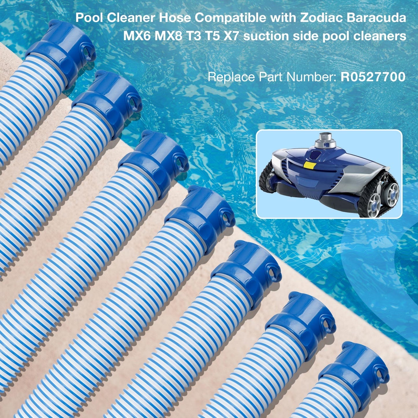 7Pcs 39" Pool Cleaner Twist Lock Hose For Zodiac Baracuda MX6 MX8 X7 T5 R0527700