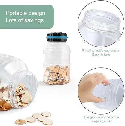 Blue Digital Coin Bank Vcertcpl 1.8L LCD Counting Money Jar for All Coins