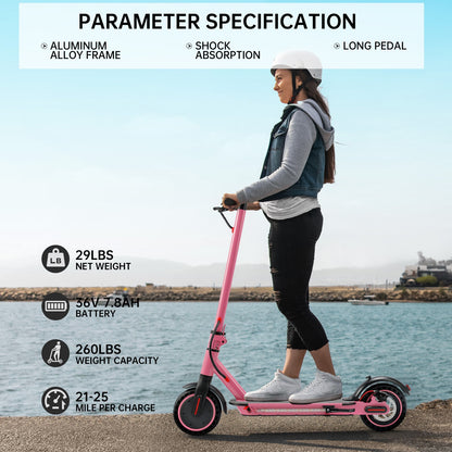8.5" Folding Electric Scooter W/ app 350W 35KM Range 30km/h City Commute Pink