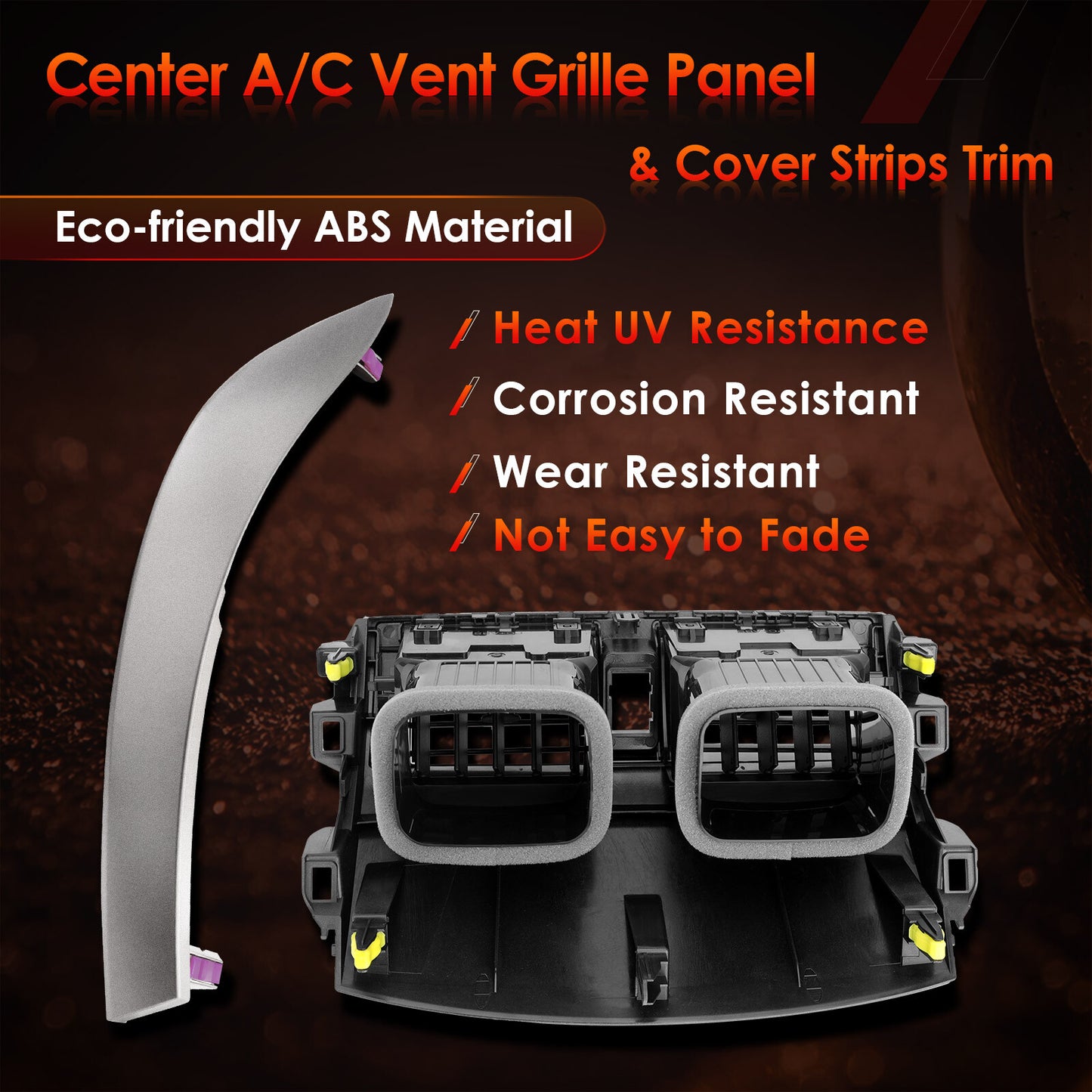 Center AC Dash Air Vent Trim Panel Cover w/ Strips Trim For 08-13 Toyota Corolla