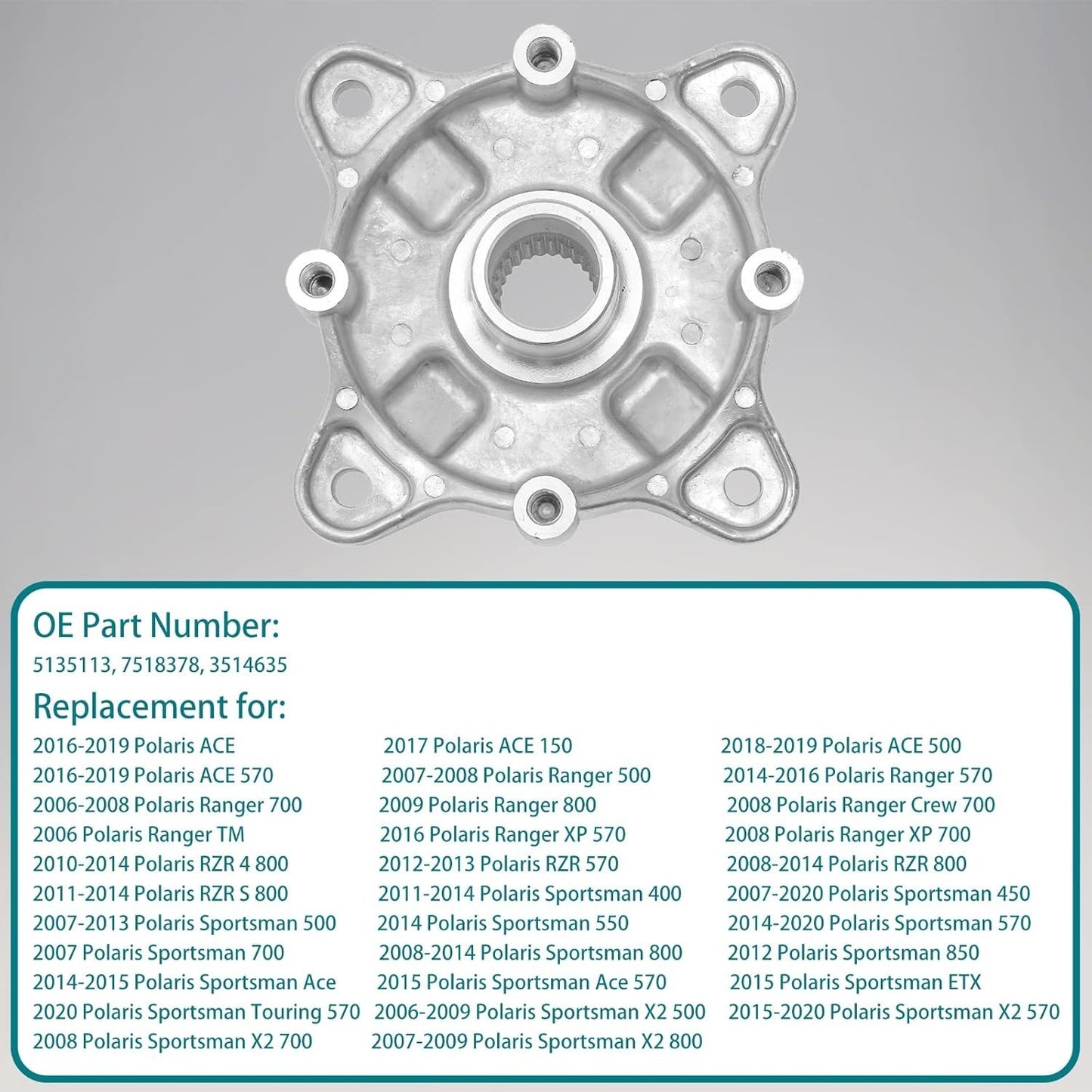 Rear Wheel Hub & Bearing & Studs Kit for Polaris Ranger 800 700 570 500 450 400