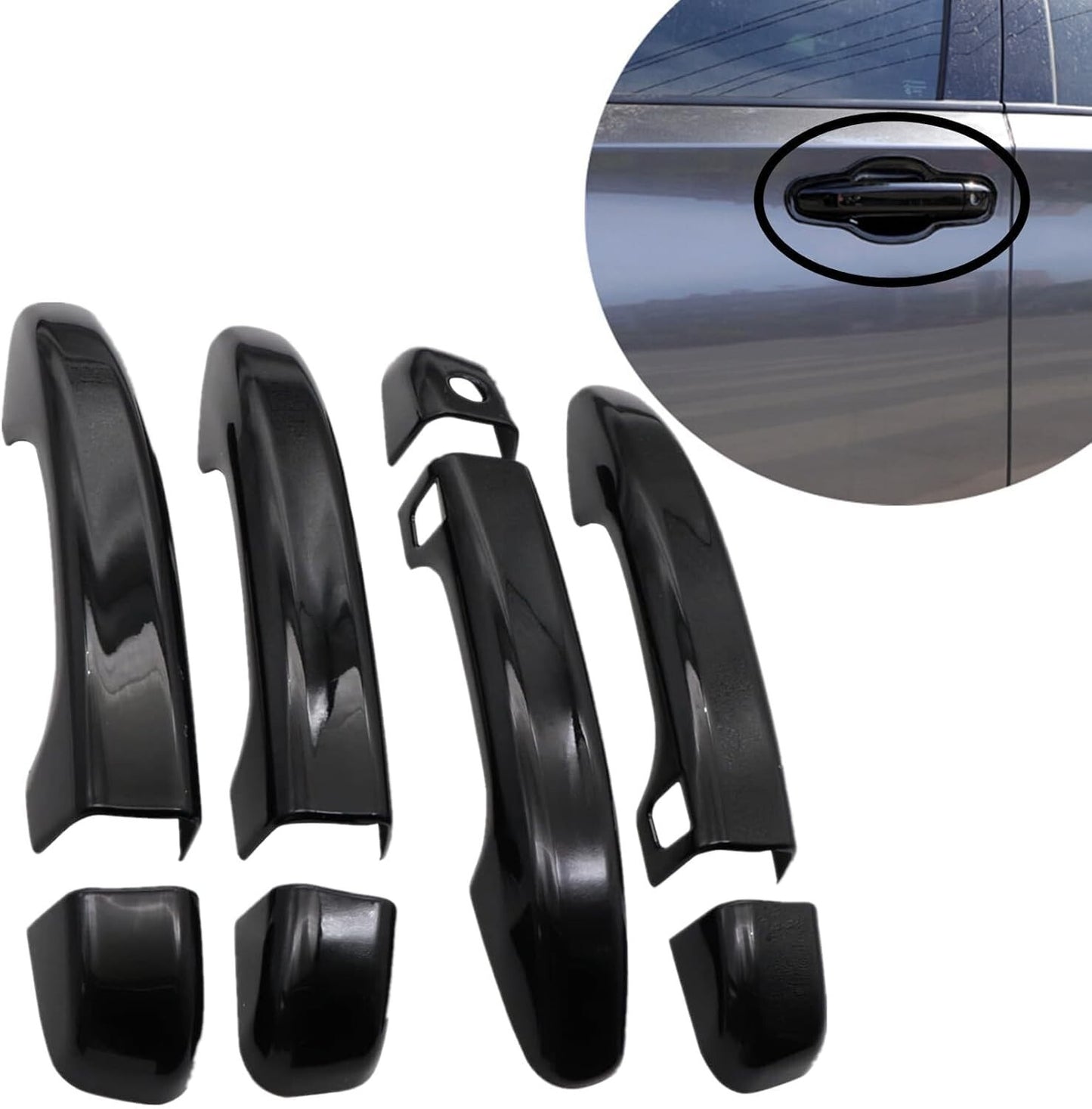 For 2018-2022 Honda Accord GLOSS BLACK Door Handle Covers WITH Front Smartkey
