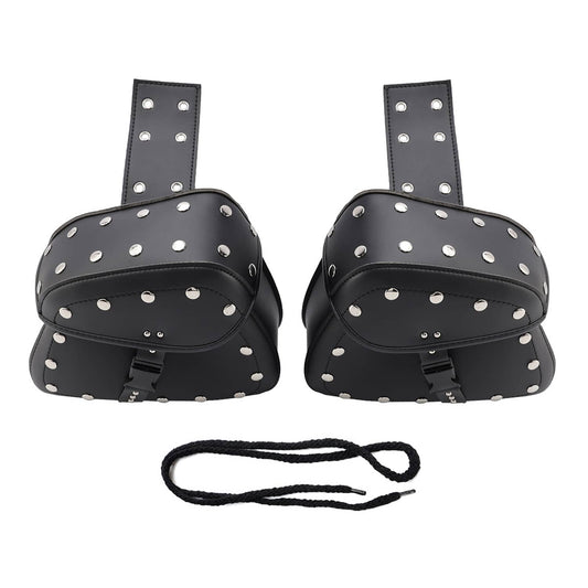 Solid Spare Universal Saddlebag Side Storage Tail Bag Pu Luggage Black 22L For Motorcycle