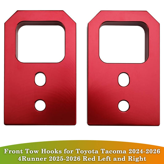 Solid Spare Front Tow Hooks for Toyota Tacoma 2024-2026 4Runner 2025-2026 Red Left and Right