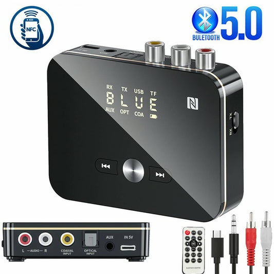 Solid Spare USB Bluetooth 5.0 Transmitter Receiver Wireless NFC to 2RCA Stereo Audio Adapter