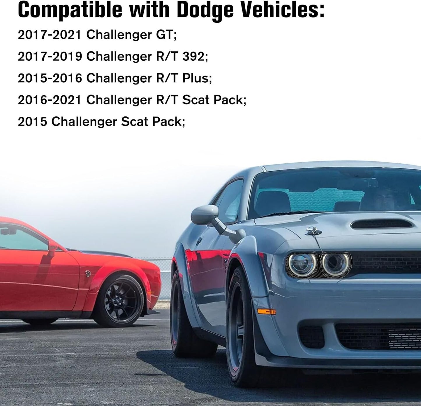 LH & Headlight Front RH Bezel Lamp Trim Cover Set For 2015-2021 Dodge Challenger